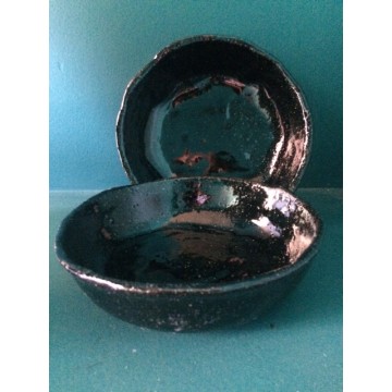 Textural black bowl